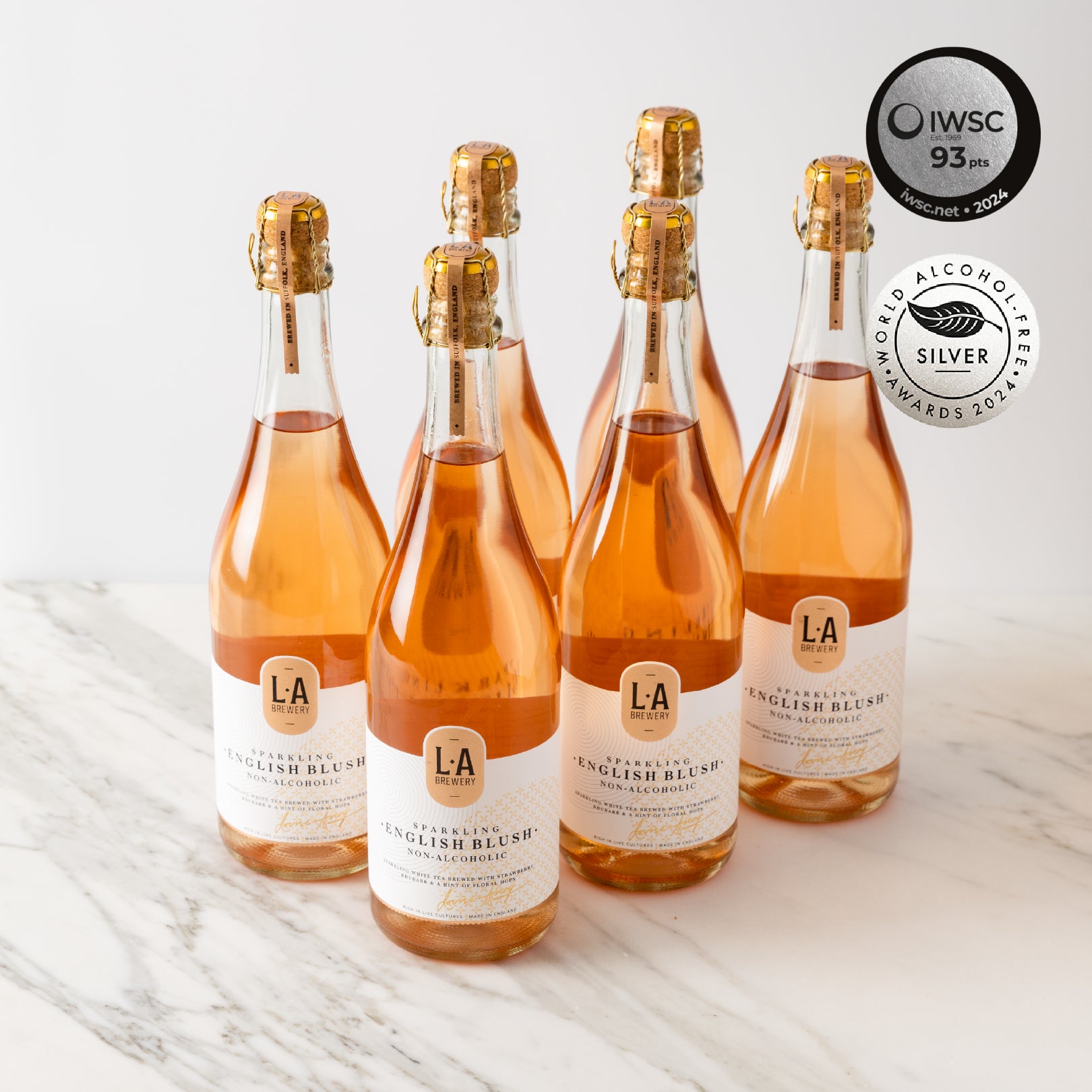 Sparkling English Blush Nonalcoholic kombucha Wine alternative L